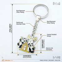 Porte-monnaie en alliage de zinc fait main 2026 avec mousqueton et breloques de dessins animés (Tour Eiffel, Statue de la Liberté, Panda) - Art