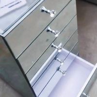 Table de toilette moderne en verre personnalisée avec miroir et grand rangement pour chambre à coucher et salon