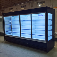 Vitrine réfrigérée ouverte multi-étagères avec rideau d'air et ventilateur, refroidie par compresseur externe, pour fruits et légumes de supermarché