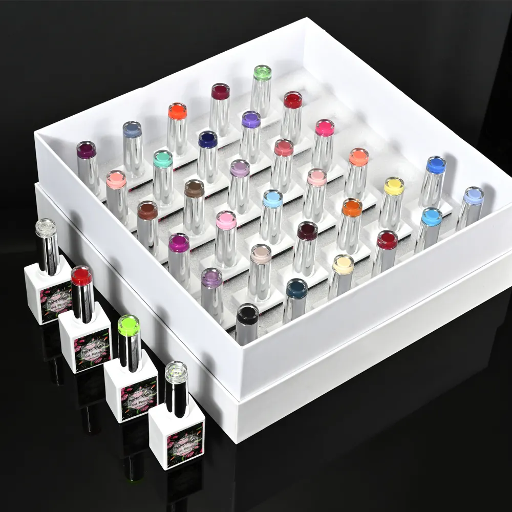 Hanyinails cheap price OEM set 36 colors gel nails polish kit private label salon wholesale set base coat top coat