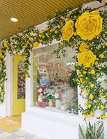 Rose jaune en papier, fleur artificielle murale, guirlande faite à la main, grande, style naturel pur, pour mariage, restaurant, gîte, vitrine, porte