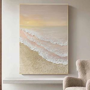 Peinture murale 3D de vagues de mer et de sable au coucher du soleil, texture de plage ondulée, toile artistique, peinture estivale, cadeau de pendaison de crémaillère - Product Image 4