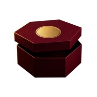 Boîte cadeau hexagonale rigide bordeaux, emballage en papier de luxe, insert personnalisé pour bijoux