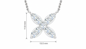 Collar Moderno Clásico con Diseño de Racimo de Flores de Diamantes con Cadena para Mujer, Joyería Fina Minimalista, Flores de Diamantes para Uso Casual - Product Image 3