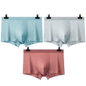 Wholesale Breathable Mesh <b>Sports</b> Micro <b>Underwear</b> Men's Boxer Solid Color Ice Silk Men's Boxers - Product Image 3