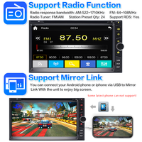 Autoradio double DIN 7 pouces avec CarPlay sans fil, Android Auto, GPS, lecteur CD pour MP5, commande au volant 5.0, garantie 1 an