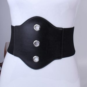 New <strong>Women</strong> Geometric Fashionable Ladies Wide PU Leather Wide Elastic <strong>Belt</strong> Irregular Stretch Design with Alloy Buckle <strong>for</strong> Dresses - Product Image 3