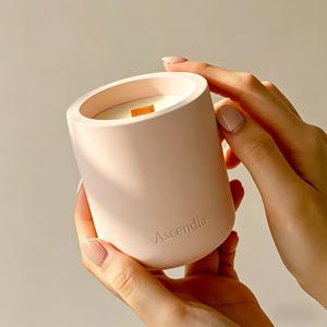 Bougie parfumée en céramique Ascendia, cire de soja, aromathérapie, style minimaliste, décoration d'intérieur, forme cylindrique, une mèche - Product Image 3