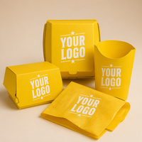 Boîte à emporter personnalisée en gros avec logo, compostable, pour aliments, fast-food, poulet frit, burger, frites
