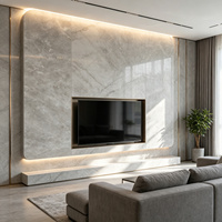 Pierre frittée gris obsidienne pour aménagement paysager de chambre à coucher, ultra-mince, finition polie brillante personnalisée, motif de veine continue