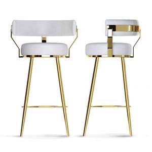 Fournisseur de meubles de maison de luxe chaise haute en velours cuisine îlot tabouret de bar haut dossier pivotant tabouret de comptoir de bar - Product Image 3