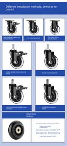 批发 3 英寸黑色人体工学尼龙塑料 125 毫米三角形万向杆旋转办公椅脚轮家具脚轮 - Product Image 6