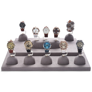 DIGU produttore di lusso in velluto grigio in microfibra espositore vetrina Set anello collana Stand per negozio di gioielli al dettaglio vetrina - Product Image 5