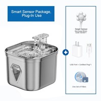 Fontaine à eau automatique pour animaux de compagnie la plus vendue, 2,2 L, distributeur d'eau pour animaux de compagnie en acier inoxydable 304 avec filtre pour fontaine à eau pour chat