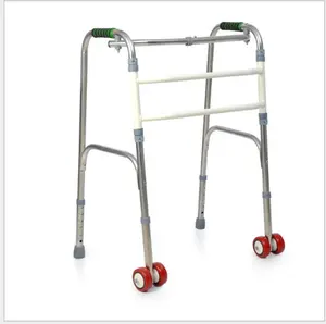 Hot Selling Front 4 Wheel Rehabilitation Therapy Supplies 4 leg Folding stainless steel walker Medical Walking aid with wheel