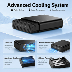Box esterno in alluminio M2 a 4 alloggiamenti USB4 per SSD NVMe, custodia RAID M.2 NVMe a 4 alloggiamenti da 40 Gbps con ventola di raffreddamento - Product Image 2
