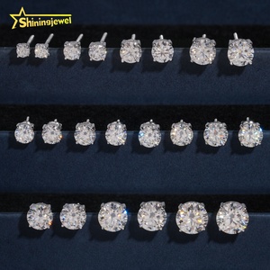 Bijoux fantaisie, boucles <span class=keywords><strong>d</strong></span>'oreilles clous en argent sterling 925, <span class=keywords><strong>solitaire</strong></span> classique à 4 griffes, diamants moissanite couleur <span class=keywords><strong>D</strong></span>, VVS, 1 ct, 2 ct, 3 ct - Product Image 1