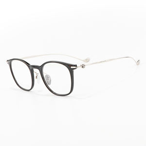 Kacamata Titanium & Asetat Mewah Desainer Bingkai Asetat Kacamata Vintage dengan Dekorasi Logam Floral untuk Pria Wanita - Product Image 1