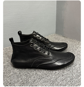 Chaussures montantes haut de gamme en cuir de cheval pour hommes, mocassins de style anglais pour hommes, bottes de travail en cuir souple à semelle souple pour hommes - Product Image 5