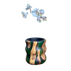 Porte-encens décoratif artisanal de luxe en résine époxy et bois dur Forest River pour bâtonnets d'encens, cônes, méditation - Product Image 1
