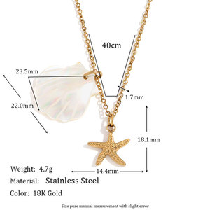 สร้อยคอจี้แฟชั่นฮาวายฤดูร้อน สร้อยคอเปลือกหอยเคลือบทอง 14k 18k PVD  ทำจากสแตนเลสสตีล 316L สำหรับผู้หญิง - Product Image 6