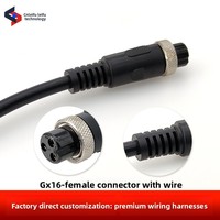 Connecteur étanche IP65 surmoulé à 3 broches GX16 pour câble de signal de caméra, équipement automobile et industriel