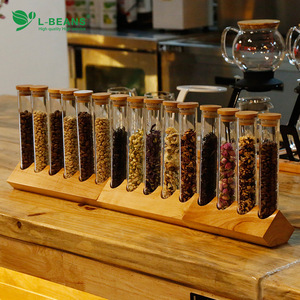Tubes de présentation pour grains de café L-Beans avec support en bois et rangement en verre pour thé et grains de café - Product Image 2