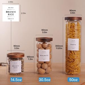 Bocaux de conservation en verre de différentes tailles avec couvercles, récipients de stockage alimentaire en verre personnalisés pour la cuisine, bocaux à épices Mason avec couvercles en acacia - Product Image 4