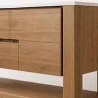 Meuble-lavabo double vasque en bois massif personnalisé pour hôtel