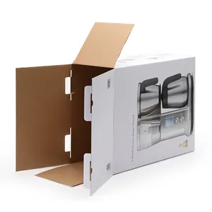 Caja de cartón corrugado plegable, tamaño OEM, color personalizado, con pestaña, de marca