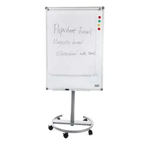 Office supplies aluminium frame metal flipchart easel magnetic dry erase white board mobile flip chart stand with wheels