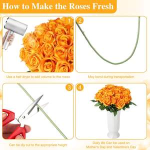 Fleurs artificielles <span class=keywords><strong>orange</strong></span> et noires en soie, pétales de rose artificiels, roses à longue tige pour la Saint-Valentin, bouquet de mariage, décoration de fête à domicile - Product Image 6