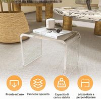Table d'appoint en acrylique transparent, bords arrondis en forme de U, élégante et moderne, petit tabouret de douche