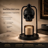 Lampe de bureau en bois massif en forme de crâne, avec minuterie électrique, intensité réglable, diffuseur d'aromathérapie décoratif, multi-prises