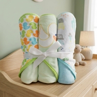 Lot de 3 serviettes de bain carrées pour bébé, super douces, en coton écologique, à capuche, motif dessin animé, 76x76 cm, pour la maison