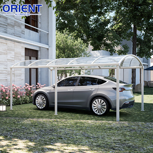 Cochera Moderna con Estructura de Aluminio Reforzado, Techo Arqueado de PC Semitransparente, Certificación CE, Parasol <span class=keywords><strong>para</strong></span> Estacionamiento de Autos - Product Image 5