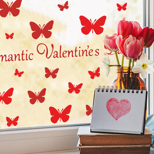 Adhesivos Decorativos para Ventanas del Día de San Valentín DAMAI, Adhesivo Decorativo de Pared con Mariposas Rojas, Decoración para Aniversario, Boda, Festividades - Product Image 3