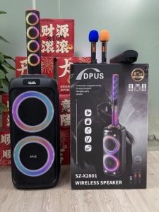 Colonne de sonorisation LED RGB SZ-X2801 double 8 pouces + 4 haut-parleurs avec microphone sans fil haute puissance 7,4 V 80 W pour karaoké - Product Image 4