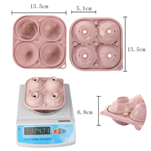 Stampi in Silicone cubetto di ghiaccio con coperchi, 4 forme rotonde, diamanti, calcio, Rose grandi produttori di palle di ghiaccio per cocktail succo di whisky - Product Image 5