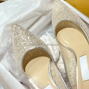 Zapatos de tacón alto JC de primera calidad con punta en malla, brillantes, personalizados, importados, con forro de piel de oveja de alta calidad, elegantes y nobles para mujer. - Product Image 5