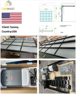 Porte de <span class=keywords><strong>garage</strong></span> extérieure pour maisons en alliage d'aluminium verre dépoli moderne nouvelle porte de <span class=keywords><strong>garage</strong></span> en verre automatique noire - Product Image 2
