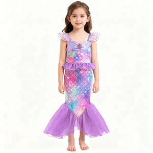 Disfraz de Princesa <span class=keywords><strong>Ariel</strong></span> con Volantes de Arcoíris, Vestido de Sirena para Cosplay, Disfraces de Película para Niñas, Vestido de Fiesta para Halloween, Carnaval, Navidad - Product Image 6