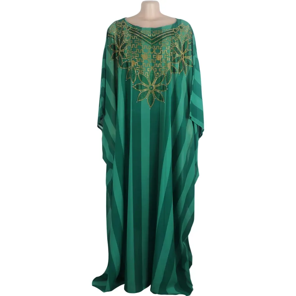2024 luxe vert broderie africaine Maxi Robe pour femmes élégante dame mariage soirée robes de soirée Eid musulman caftan Robe