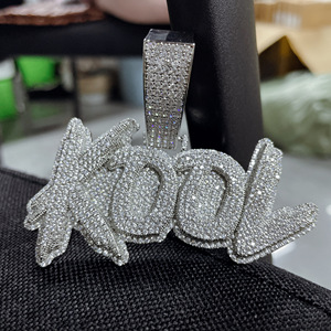 <span class=keywords><strong>Collana</strong></span> Hip Hop con <span class=keywords><strong>Nome</strong></span> e Numero, <span class=keywords><strong>Doppio</strong></span> Strato Bicolore, Completamente Decorata con Zirconi, Ciondolo Personalizzato con Lettere Maiuscole - Product Image 4