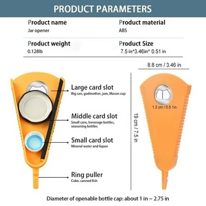 Yellow Plastic <b>Jar</b> and Bottle Opener Multifunctional Can Opener Anti Slip Manual Kitchen Gadget Custom Logo - Product Image 2
