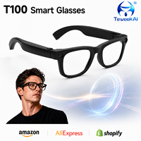 Gafas con Cámara IA T100 con Fotografía Antivibración, Grabación de Video, Control por Voz y Traducción para Vlogging al Aire Libre y Viajes