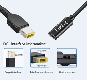 15cm 65W <span class=keywords><strong>USB</strong></span> <span class=keywords><strong>C</strong></span> PD tipo <span class=keywords><strong>C</strong></span> hembra a Punta Delgada cuadrada <span class=keywords><strong>Cable</strong></span> de carga de energía para <span class=keywords><strong>Lenovo</strong></span> Thinkpad E440 E450 E550 E560 T430 T440S <span class=keywords><strong>Cable</strong></span> - Product Image 5