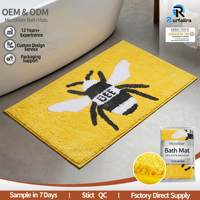 Tapis de bain en microfibre Bee, tapis de sol de salle de bain tufté, séchage rapide, antidérapant, support TPR, logo personnalisé, fournisseur direct d'usine OEM