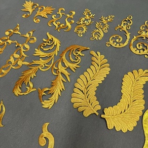 Zsy Tự Làm Sắt Trên Vàng Hoa Ren Đính Cặp Kỹ Thuật Số Thêu Thiết Kế Ren Motif Cô Dâu Ren Váy Vá - Product Image 4