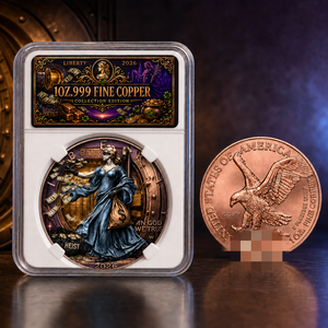 2026 Pièce de défi en cuivre fin de 1 once, colorée, thème « Vols bancaires : Lady Vault Robbery », souvenir de collection avec support de présentation étiqueté - Product Image 1